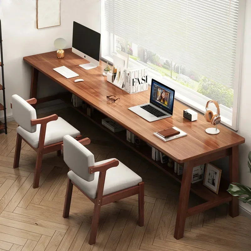Long Narrow Table Against The Wall Rectangular Desk Double Desk Home Computer Table Solid Wood Leg Workbench