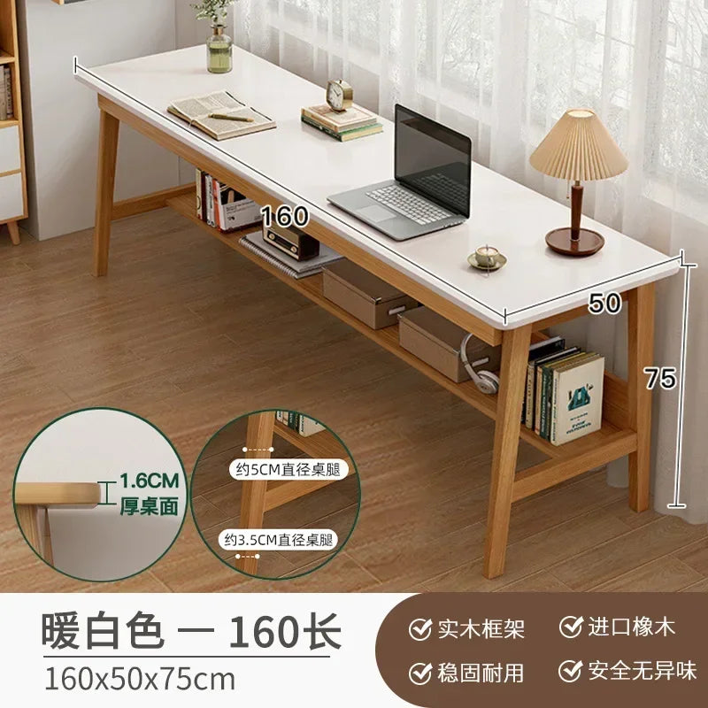 Long Narrow Table Against The Wall Rectangular Desk Double Desk Home Computer Table Solid Wood Leg Workbench
