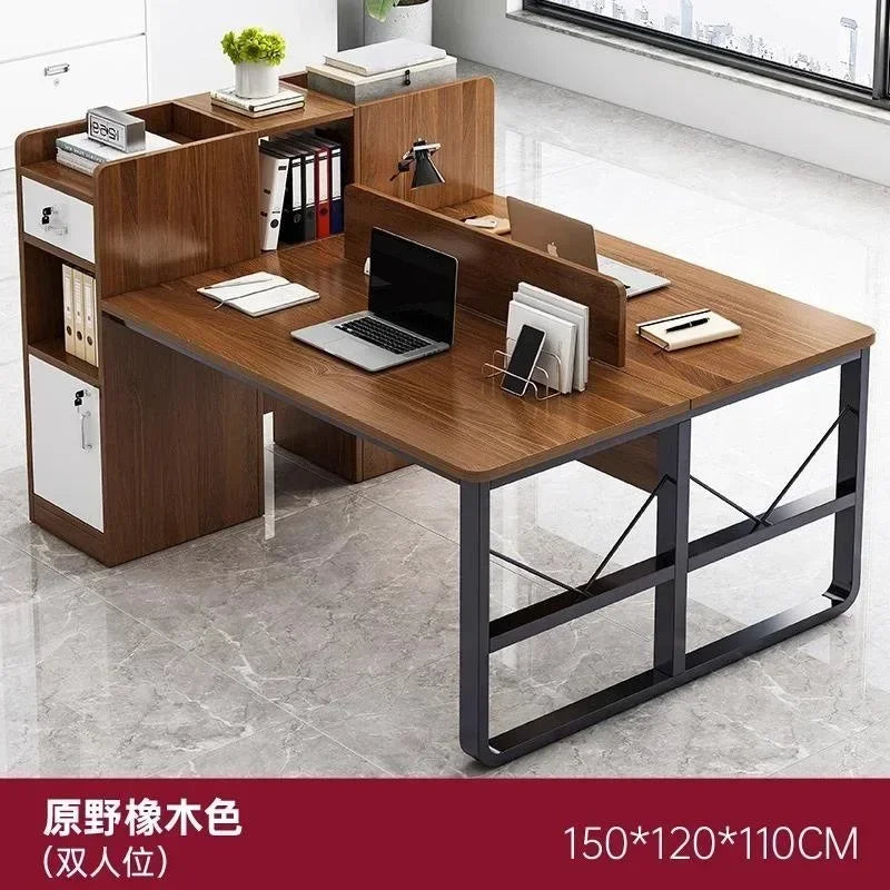 78 Inch Extra Long Desk, Double Desk with 2 Drawers, Two Person Desk Long Computer Desk with Storage Shelves, Writing Table
