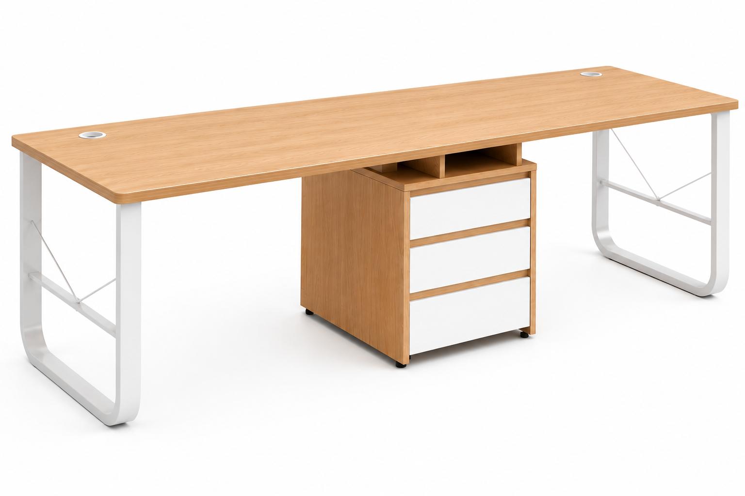 78 Inch Extra Long Desk, Double Desk with 2 Drawers, Two Person Desk Long Computer Desk with Storage Shelves, Writing Table