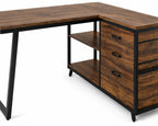 Tribesigns L-Shaped Computer Desk with 3 Drawers, Reversible Corner Home Office Desk with Shelves, 53-Inch Industrial PC Desk St