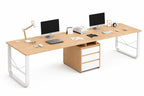 78 Inch Extra Long Desk, Double Desk with 2 Drawers, Two Person Desk Long Computer Desk with Storage Shelves, Writing Table